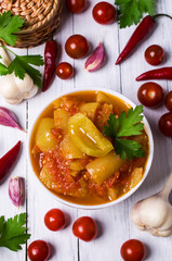 Pickled peppers in tomato sauce