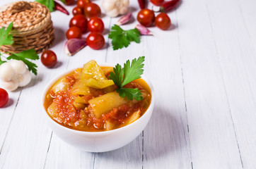 Pickled peppers in tomato sauce