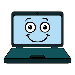 computer laptop kawaii character vector illustration design