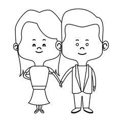couple of young people man and woman hold hands vector illustration