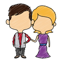 bride and groom romantic date and love concept vector illustration