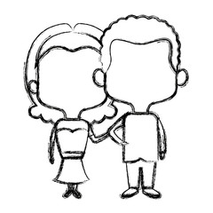cute couple bride and groom holding hands lovely cartoon vector illustration