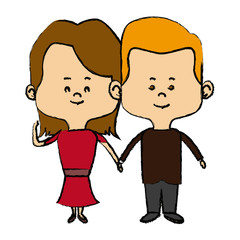 Obraz na płótnie Canvas couple of young people man and woman hold hands vector illustration