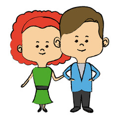 couple of young people man and woman hold hands vector illustration