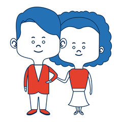 cute couple husband wife in wedding suit happy together vector illustration