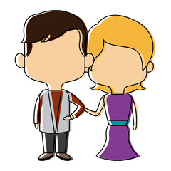 couple of young man and woman hold hands romantic vector illustration