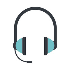 headphones with microphone equipment accessory icon vector illustration