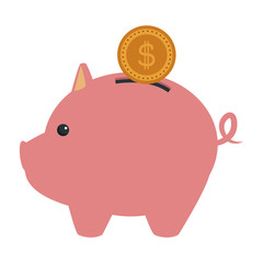 piggy bank with coin saving or accumulation of money investment business vector illustration