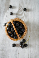 black currant on wooden surface