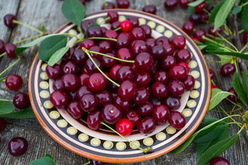cherry on wooden surface