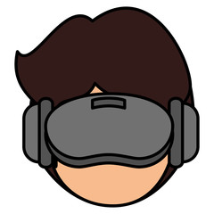 user with reality virtual mask technology vector illustration design