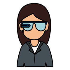 user with reality virtual glasses icon vector illustration design