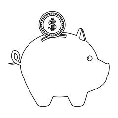 piggy bank with coin saving or accumulation of money investment business vector illustration
