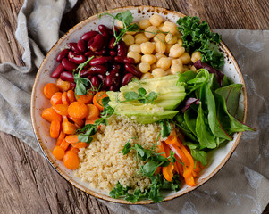 Vegetarian Buddha bowl with quinoa and chickpea