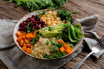 Vegetarian Buddha bowl with quinoa and chickpea