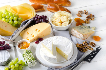 Cheese plate served with grapes