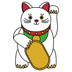 japanese cat luck icon vector illustration design