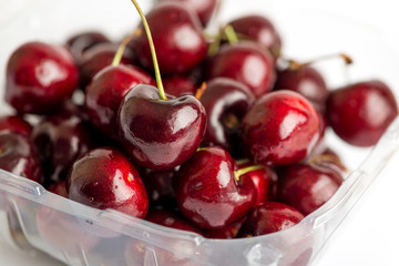 Sweet Fresh Red Cherries on White Background