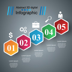 3D infographic design template and marketing icons.