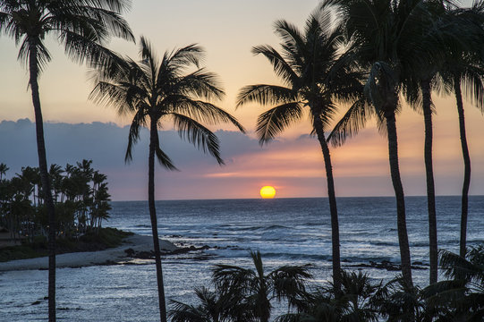 Waikoloa resort sunset, Hawaii island 