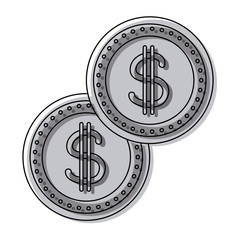 coins dollar money currency cash vector illustration