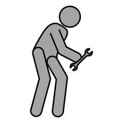 worker silhouette with wrench vector illustration design