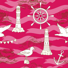 Nautical seamless pattern