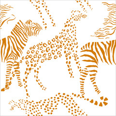Obraz premium Seamless pattern with savanna animals