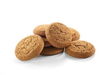 Homemade oatmeal cookies isolated on white handmade cooking kitchen pastries pastry baking dessert sweet sugar concept. 