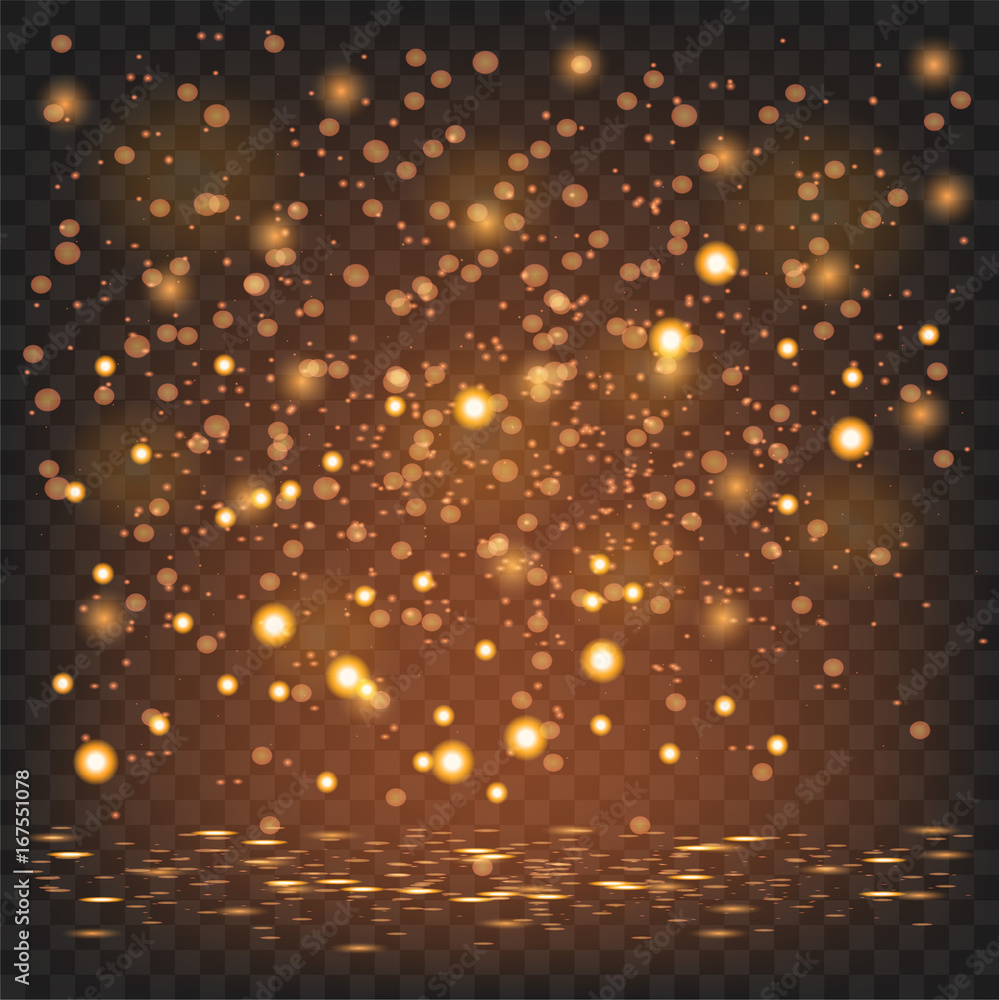Poster golden glowing lights effects isolated on transparent background golden star and sparkles or gold pa