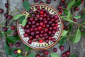 cherry on wooden surface