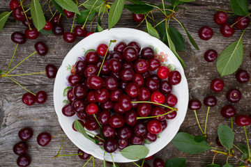 cherry on wooden surface