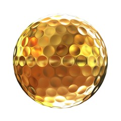 3d rendering of a golfball in gold