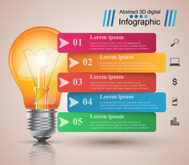 Infographic design template and marketing icons. Bulb icon. Light icon.