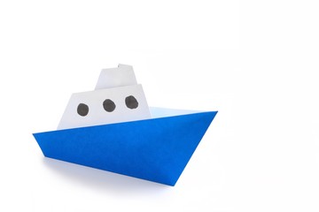 Japanese Paper Craft Boat on White Background