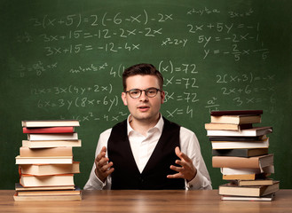 Math teacher at desk