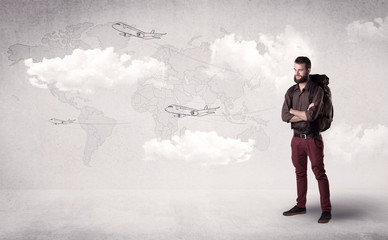 Young man with a backpack