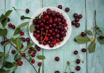 cherry on wooden surface