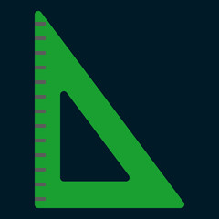 Geometric triangular ruler flat icon, vector sign, colorful pictogram isolated on black. Symbol, logo illustration. Flat style design