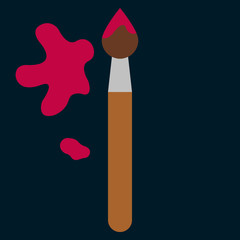 Painting brush flat icon, vector sign, colorful pictogram isolated on black. Symbol, logo illustration. Flat style design