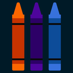 Markers office and school sullpies flat icon, vector sign, colorful pictogram isolated on black. Symbol, logo illustration. Flat style design