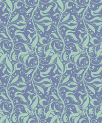Fototapeta na wymiar Light Blue Seamless Floral Pattern
