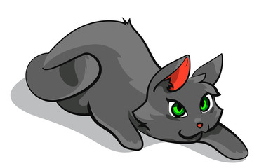 Illustration of a Cute Playful Gray Kitten