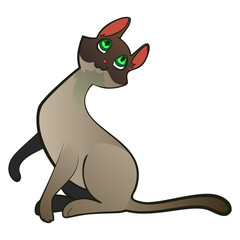 Illustration of a Cute Sitting Siamese Cat