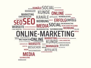 ONLINE-MARKETING - Bilder mit Wörtern aus dem Bereich Onlinemarketing, Wort, Bild, Illustration