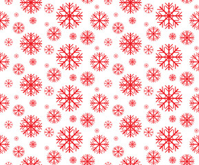 Red and white snowflakes seamless pattern