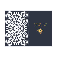 Vector wedding card laser cut template. Vintage decorative elements design