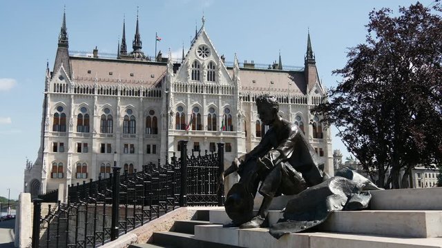 Statue of Attila Jozsef, one of the country's best-loved 20th century poets in Budapest Hungary