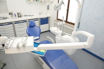 Modern dental clinic with chair without people