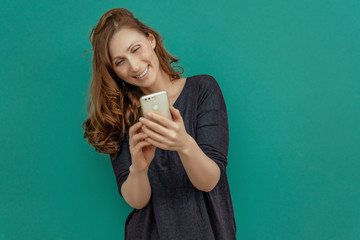 online communication woman with smartphone